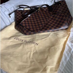 NWOT repurposed Louis Vuitton never full with pouch and dust bag